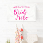 Bruid Tribe Heet Roze Modern Bachelorette Party Spandoek (Insitu)