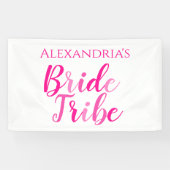 Bruid Tribe Heet Roze Modern Bachelorette Party Spandoek (Horizontaal)