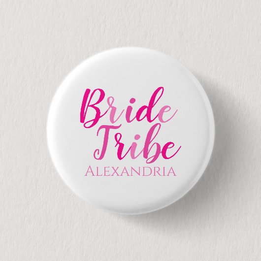 Bruid Tribe Hot Roze Script Bachelorette Ronde Button 3,2 Cm (Voorkant)