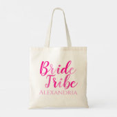 Bruid Tribe Hot Roze Typografie Bachelorette Tote Bag (Achterkant)