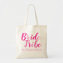 Bruid Tribe Hot Roze Typografie Bachelorette Tote Bag