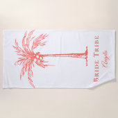 Bruid Tribe Koraal Tropische Palm Tree Custom Strandlaken (Voorkant)