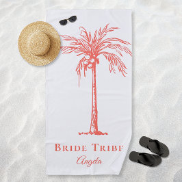 Bruid Tribe Koraal Tropische Palm Tree Custom Strandlaken