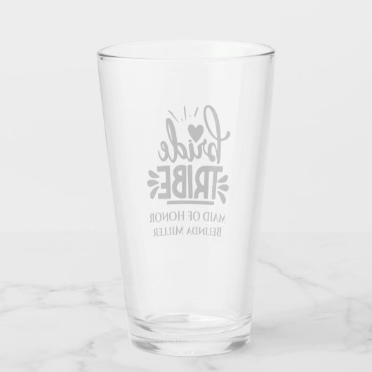 Bruid Tribe meid van eer aangepaste bruiloft Glas (Achterkant)