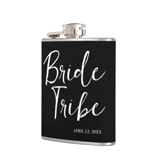 Bruid Tribe Modern en Eenvoudig Zwart-Wit Heupfles (Links)