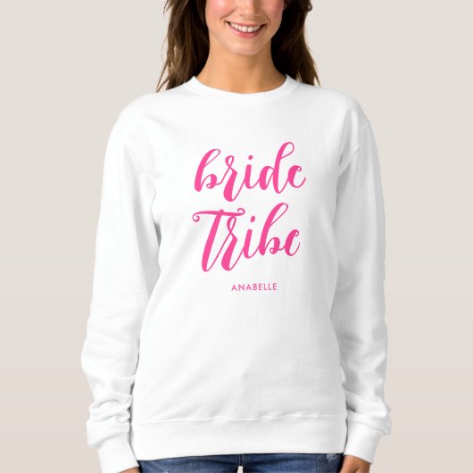 Bruid Tribe Modern Hot Pink Bachelorette Party Trui (Voorkant)