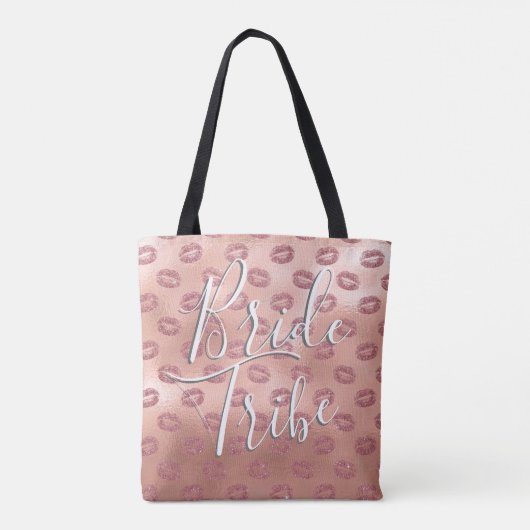 Bruid Tribe Pink Kusjes Bachelorette Party Bag Tote Bag (Achterkant)