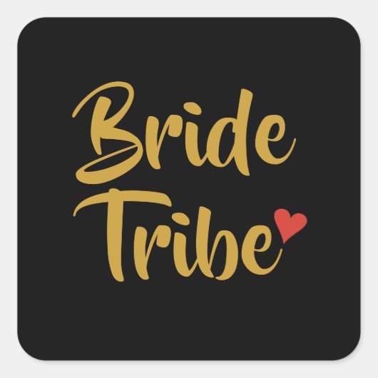 Bruid Tribe Rood Hart Vierkante Sticker (Voorkant)