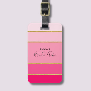 Bruid Tribe Roze & Gouden Bachelorette Bagagelabel