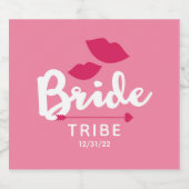 Bruid Tribe Roze Mousserende Wijn Label Kiss Sparkling Wijnetiket (Enkel label)