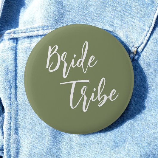 Bruid Tribe Sage Groen Witte Trouw Ronde Button 5,7 Cm
