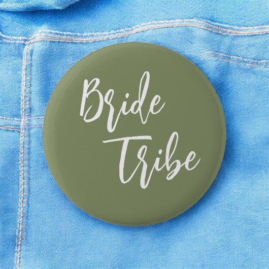 Bruid Tribe Sage Groen Witte Trouwdag Ronde Button 5,7 Cm