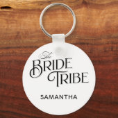 Bruid Tribe Zwart Script Aangepaste bruidsmeisje b Sleutelhanger (Voorkant)