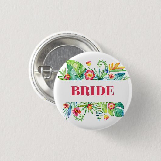 Bruid Tropical Beach Destination Wedding Ronde Button 3,2 Cm (Voorkant /achterkant)