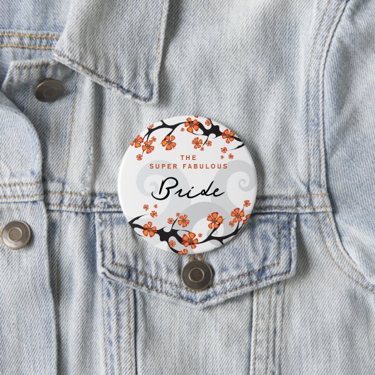 BRUID Tropische Bloemen Swirl Chique Bruiloft Naam Ronde Button 7,6 Cm (In situ)