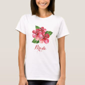Bruid Tropische Botanische Bloemen Hibiscus T-shirt (Voorkant)