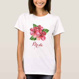 Bruid Tropische Botanische Bloemen Hibiscus T-shirt