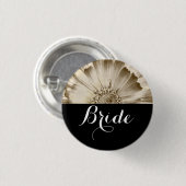 Bruid Trouw Gouden Madeliefje Ronde Button 3,2 Cm (Voorkant /achterkant)