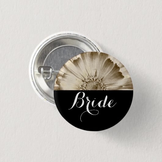 Bruid Trouw Gouden Madeliefje Ronde Button 3,2 Cm (Voorkant /achterkant)