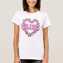 Bruid Trouw Roze Hartrozen T-shirt