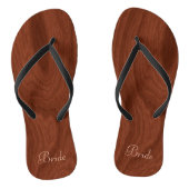 Bruid Trouwdag Rustiek Hout Look Strand Honeymoon Teenslippers (Voetbed)