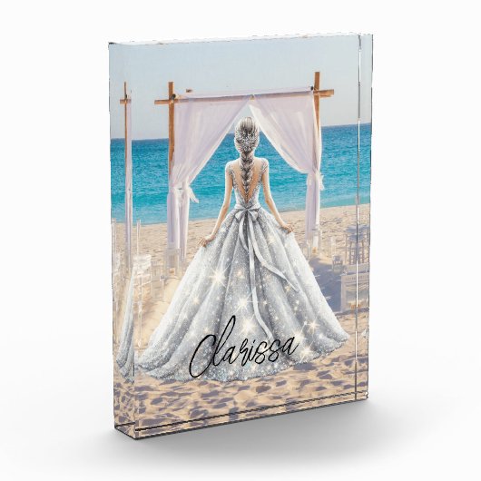 Bruid Trouwdag Strand Trouwen Fantasie Jurk Bruids Fotoblokken (Links)