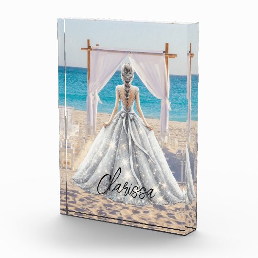 Bruid Trouwdag Strand Trouwen Fantasie Jurk Bruids Fotoblokken (Rechts)