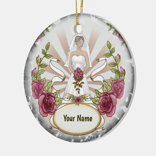 Bruid Trouwen Rozen custom ornament (Links)
