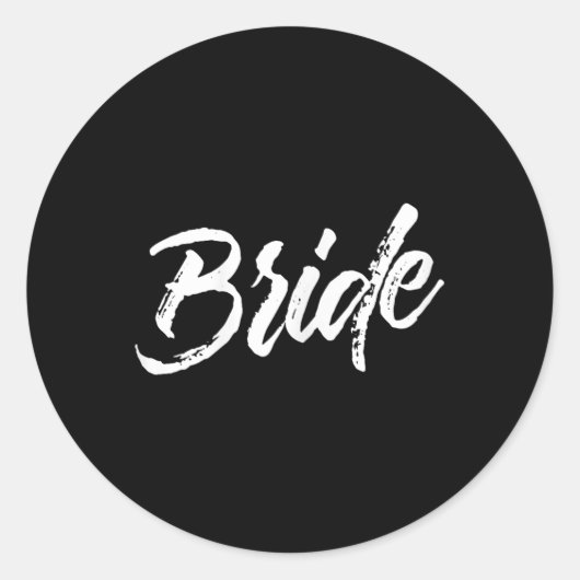 Bruid Trouwen _ Witte borstel Distressed tekst Ronde Sticker (Voorkant)