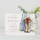 Bruid Trouwjurk Cowgirl Boots Vrijgezellenfeest Kaart (Staand voorkant)