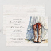 Bruid Trouwjurk Cowgirl Boots Vrijgezellenfeest Kaart (Voorkant / Achterkant)