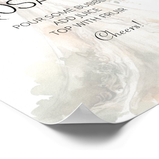 Bruid Trouwjurk Mimosa Bar Sign Poster (Hoek)