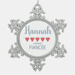 Bruid & Trouwpartij 5 Hart Verloofde Tin Sneeuwvlok Ornament