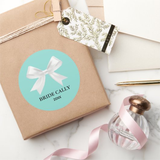 Bruid Turquoise Blauwe Tiara Feestje Klassieke Ron Ronde Sticker (Geschenken)