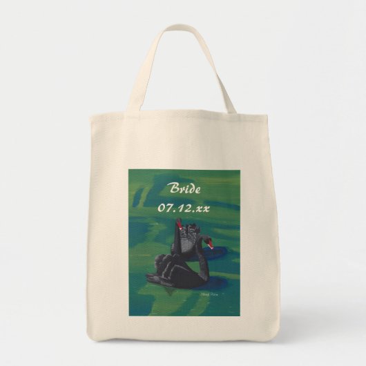 bruid twee zwarte zwanen zwemmen bruiloft Canvas t Tote Bag (Voorkant)