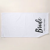 Bruid Typography en Naam Zwart en Wit Strandlaken (Voorkant)