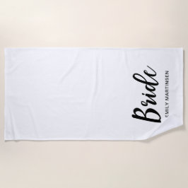 Bruid Typography en Naam Zwart en Wit Strandlaken