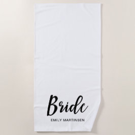 Bruid Typography en Naam Zwart en Wit Strandlaken