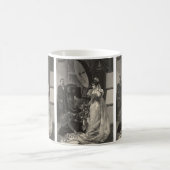 Bruid uit grootmoeders tijd, bruidsportret met fot koffiemok (Center)