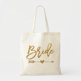 Bruid vals goud folie met smal en hart tote bag