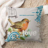 Bruid van altijd Teal Koraal Grijs Cute Vogel Voge Kussen (Deken)