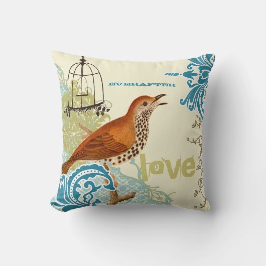 Bruid van altijd Teal Koraal Lime Schattige Vogel  Kussen (Voorkant)