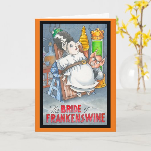Bruid van de kaart van Frankenswine Halloween (Gele Bloem)
