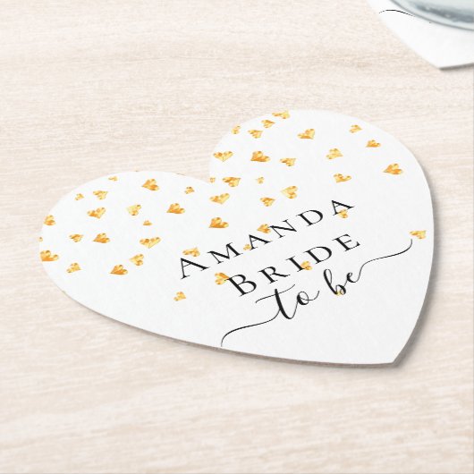 Bruid van de trouw gouden harten strooi naam kartonnen onderzetters (Gekanteld)