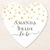 Bruid van de trouw gouden harten strooi naam kartonnen onderzetters (Voorkant)