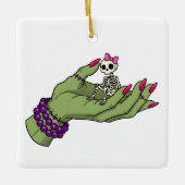 Bruid van Frankenstein Hand met Skeleton Bow | GOT Keramisch Ornament (Voorkant)