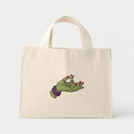 Bruid van Frankenstein Hand met Skeleton Bow Mini Tote Bag (Voorkant)