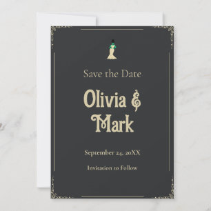 Bruid van Frankenstein Save the Date   Gotisch Kaart