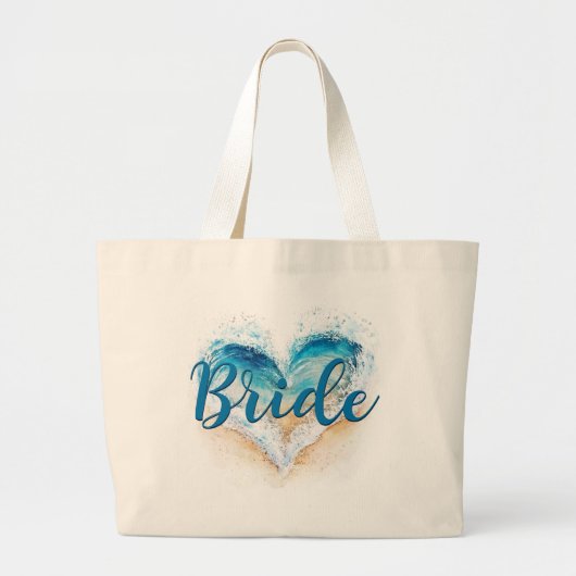 Bruid van Heart Wave Beach Grote Tote Bag (Voorkant)