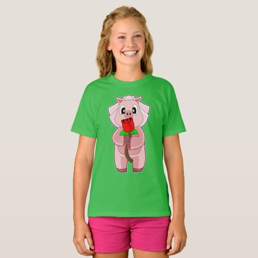 Bruid van het varken roze bruiloft t-shirt (Voorkant volledig)